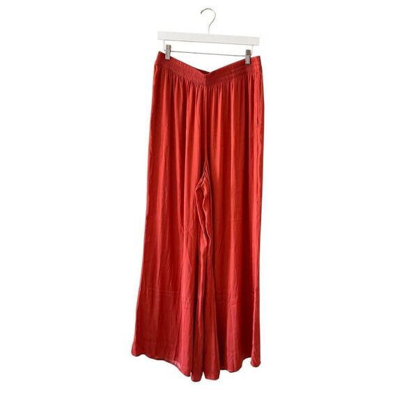 Zara Casual Wide Leg Y2K High Rise Elastic Waist Pull On Red Rust SZ XL 2466 - Picture 1 of 15
